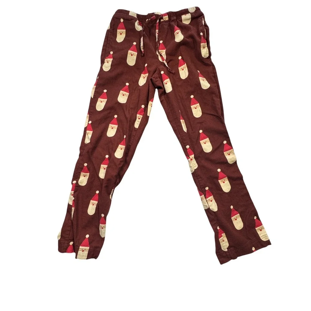 Hanna Andersson Family Match Pajama Pants Women XS Brown Santa Christmas Flannel